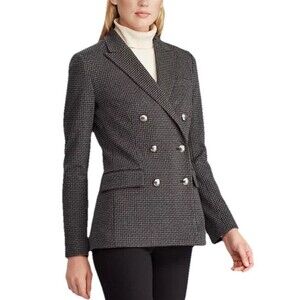 EUC LRL Lauren Ralph Lauren Houndstooth Check Jacket Blazer Sz 12